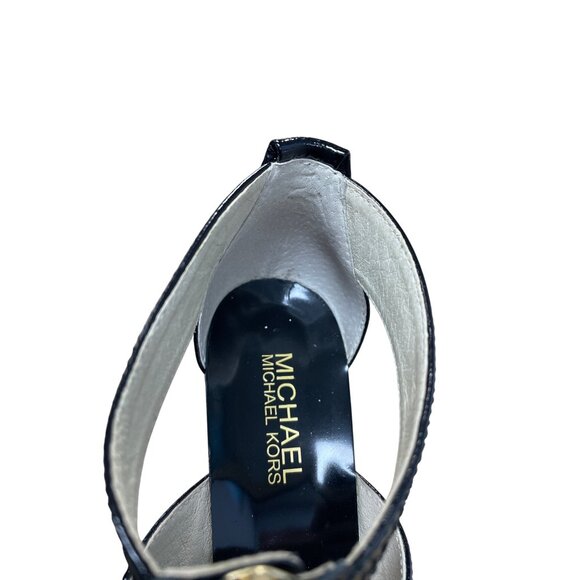 Michael Kors Black Patent Leather Berkley T-Strap 4" Heels SKU 9531 - Picture 14 of 16